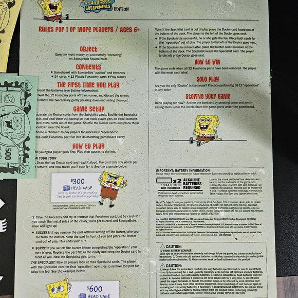 Spongebob operation Milton Bradley mint contition no buzz great deal light works - Picture 13 of 15
